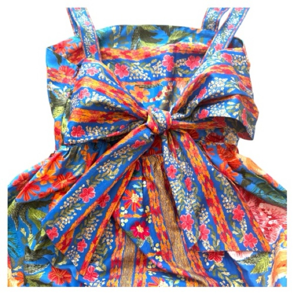 FARM Rio Vibrant Blue Floral Midi Dress with Orange & Pink Blooms - Picture 12 of 16